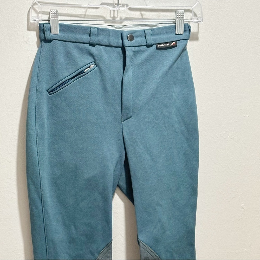 EURO-STAR REITMODEN Blue Leather Riding Breeches Pants Dressage Equestrian 26R - Picture 3 of 8